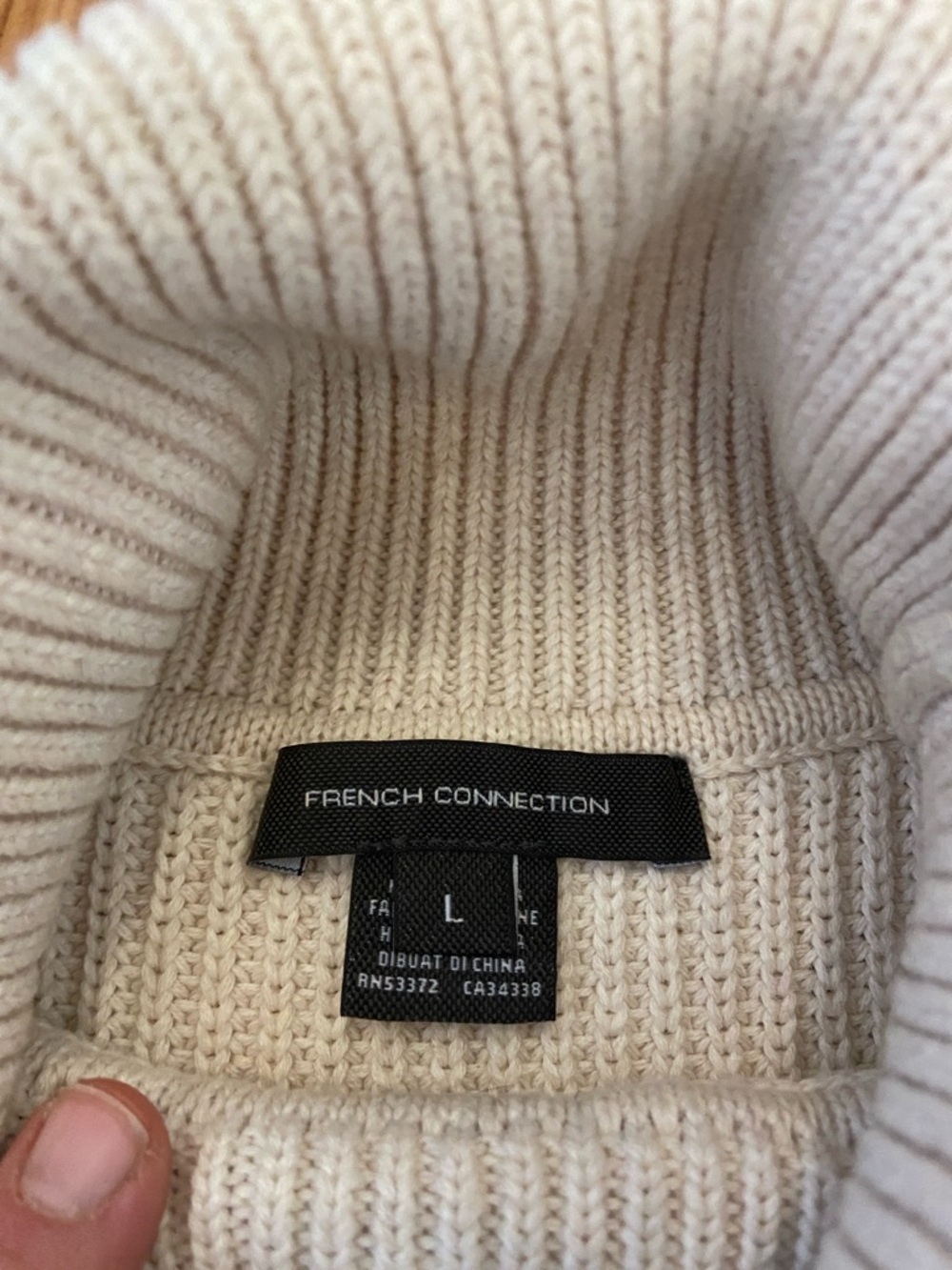 FRENCH CONNECTION ivory cropped cotton sleeveless knit turtleneck L - Picture 3 of 6